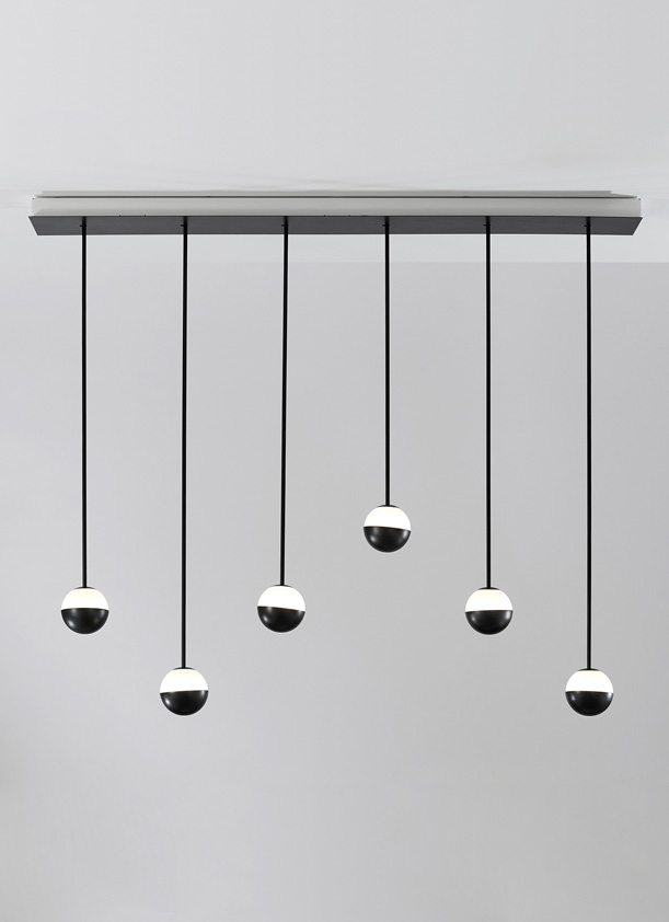 Suspension LED en aluminium - Pavillon rond - 3 arceaux - 6 lumières -  Volta par Estiluz